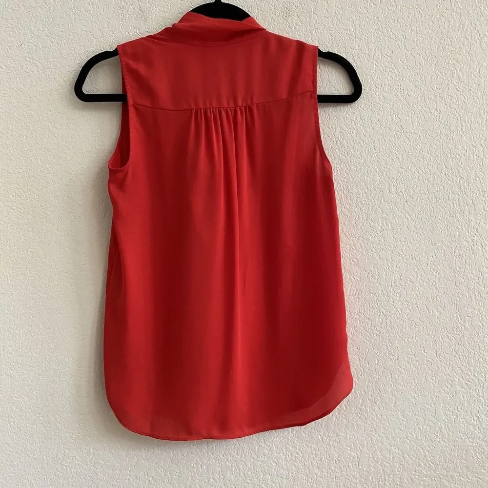 J Crew Women’s XSP Drapey Tie-Neck Sleeveless Top‎ Bright Cerise Red Blouse